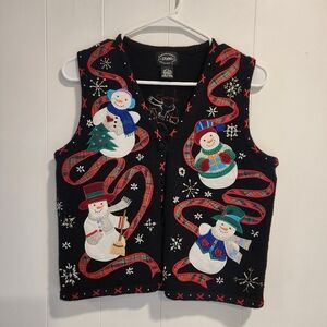 Designers Studio Originals Christmas Snowman Sweater Vest, Size Small